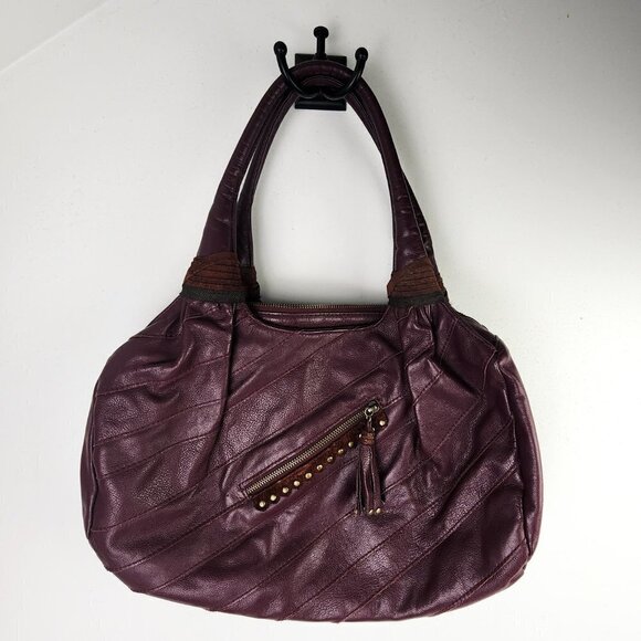 Dutchy Burgundy Leather Shoulder Bag Shabby Chic Boho Rodeo Coastal Cowgirl Fall - Picture 1 of 6